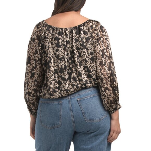 VINCE CAMUTO Rich Black Plus Off The Shoulder Blouse - Picture 2 of 2